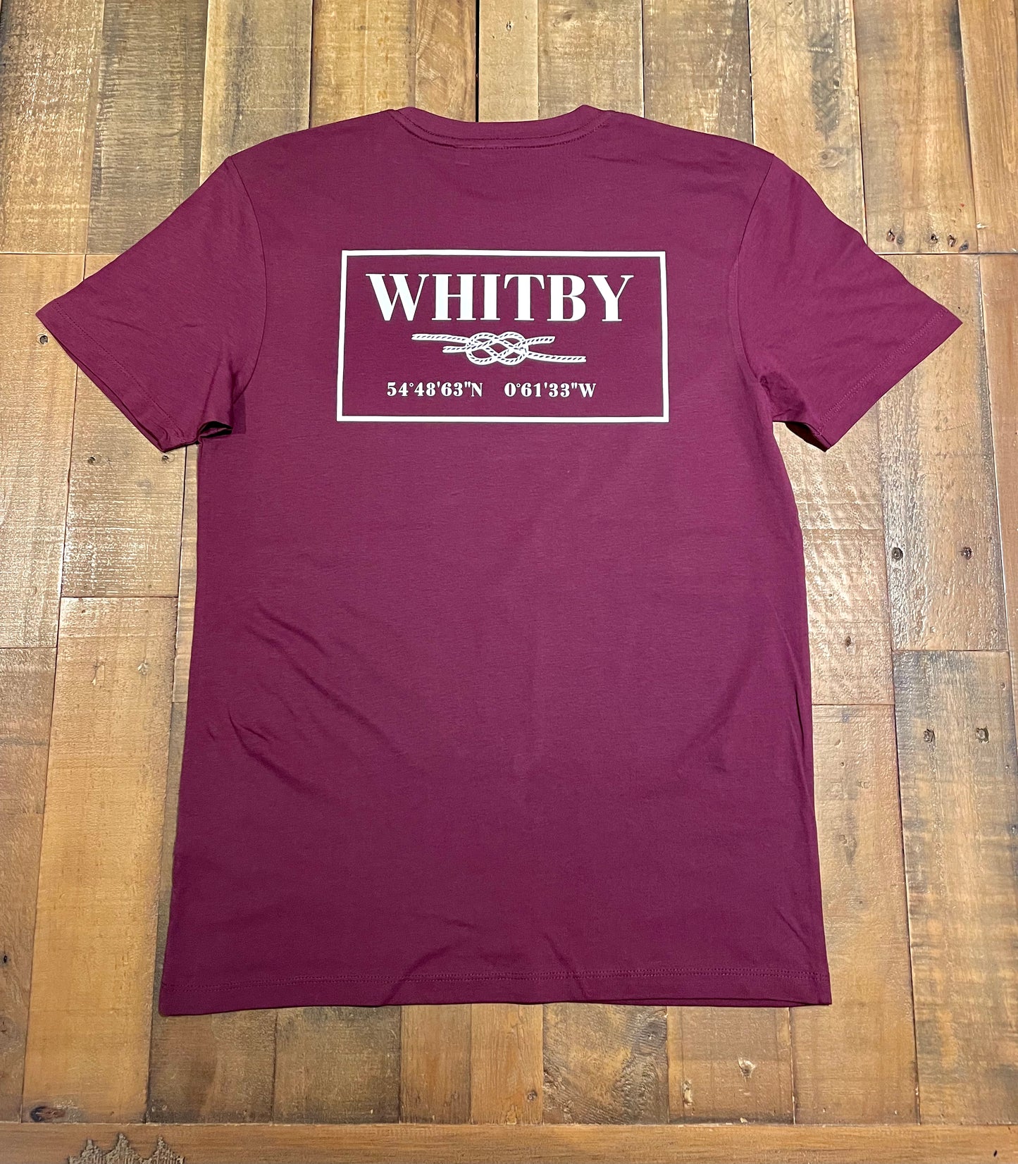 The unisex Whitby T-shirts in burgundy from The Bay Company.