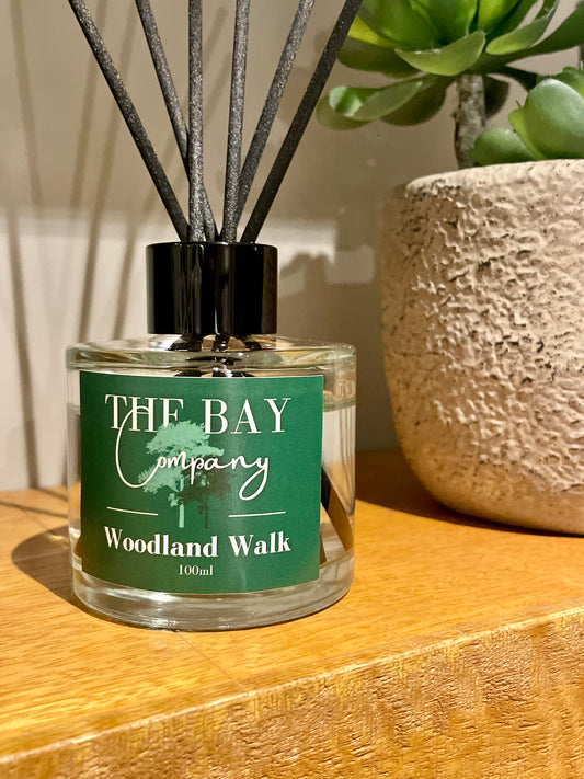 The Bay Company reed diffuser with natural woodland scent. 