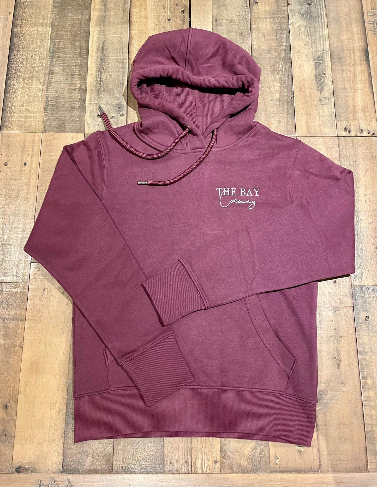 The women’s burgundy Robin Hood’s Bay hoodie from The Bay Company